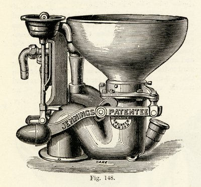 Jennings továbbfejlesztette a Bramah szelepes szekrényt, 1870 alkotó: English School