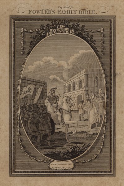 Jefte visszatérése, Bírák, 11. fejezet, 34. vers (metszet) alkotó: English School