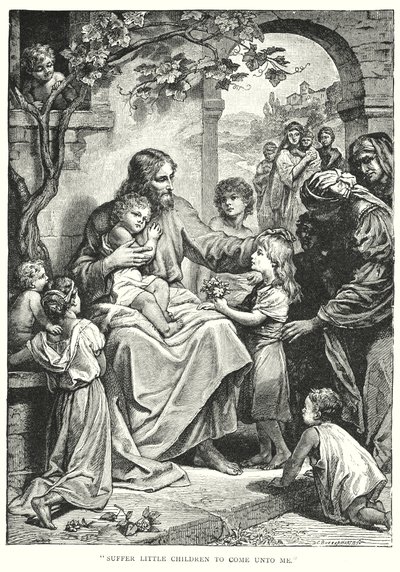 Jézus Krisztus és a gyermekek (metszet) alkotó: English School