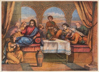 Jézus Krisztus tanítványaival és Mária Magdolnával (színes litográfia) alkotó: English School