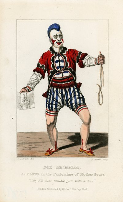 Joe Grimaldi bohócként a Mother Goose pantomimjában alkotó: English School