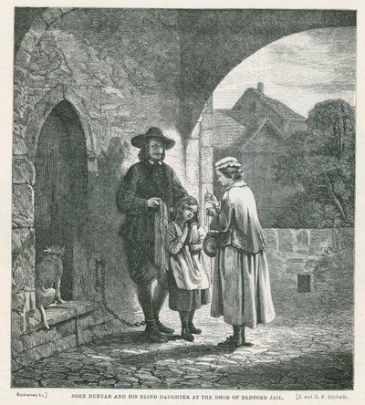 John Bunyan és vak lánya a bedfordi börtön ajtajában alkotó: English School