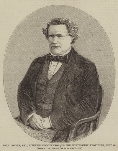 John Colvin, Esquire, bengáli északnyugati tartományok kormányzóhelyettese (metszet) alkotó: English School