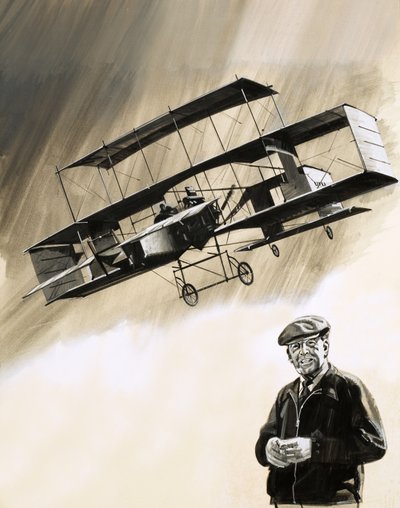 John Moore-Brabazon, az első angol, aki Angliában repülni tudott. alkotó: English School