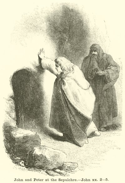 János és Péter a sírnál, János, xx, 2, 5 alkotó: English School
