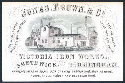Jones, Brown & Co, Victoria Iron Works, kereskedelmi kártya alkotó: English School