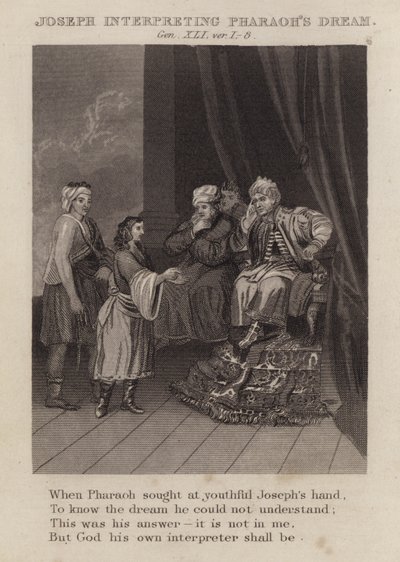 József értelmezi a fáraó álmát, Genesis XLI, ver 1-8 (metszet) alkotó: English School