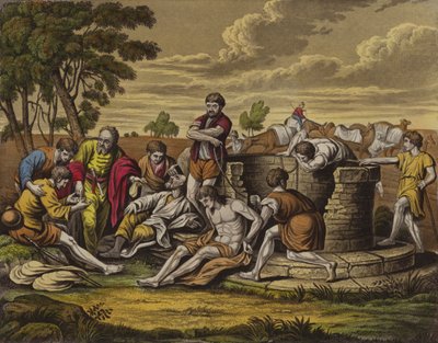 Józsefet eladják Egyiptomba (színes litho) alkotó: English School