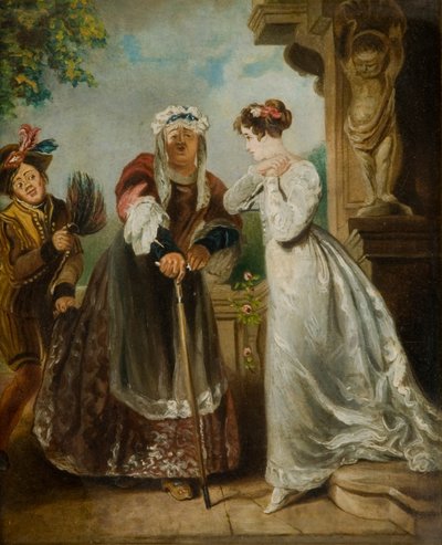 Júlia és a nővér (olaj a kártyán) alkotó: English School