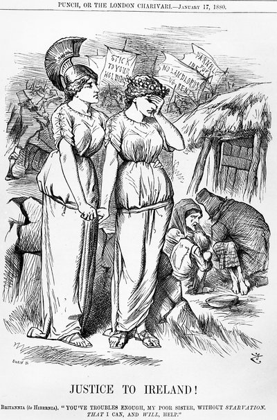 Igazságszolgáltatás Írországnak!, Joseph Swain metszete, Punchból, 1880. január 17. alkotó: English School