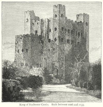 A rochesteri vár erődítménye. Épült 1126 és 1139 között (metszet). alkotó: English School