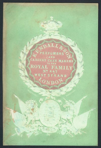 Kendall & Son, illatszerészek és szekrénykészítők, kereskedelmi kártya alkotó: English School