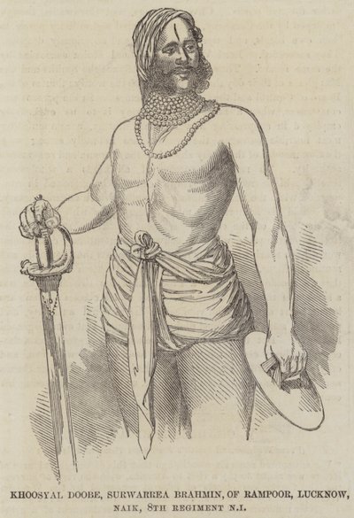 Khushal Dubey, Survarara Brahmin, Rampur, Lukno, Nayak, 6. ezred bennszülött gyalogsága (inviring) alkotó: English School