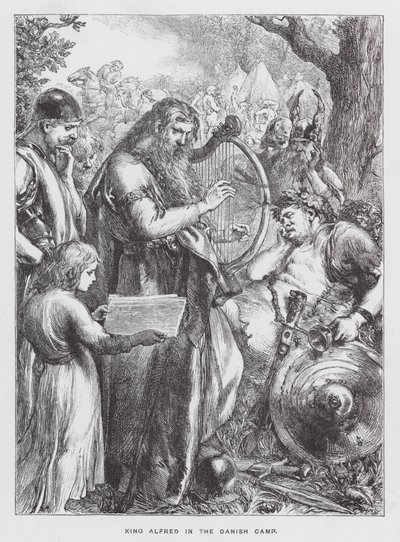 Alfréd király a dán táborban (metszet) alkotó: English School