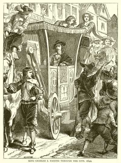 I. Károly király áthalad a városon, 1642 alkotó: English School