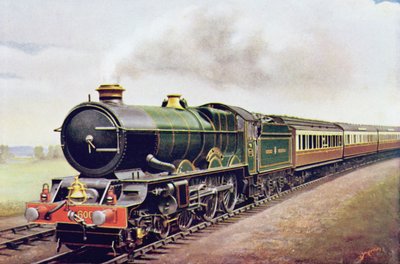 V. György király, a G.W.R Cornish Railway Express, illusztráció a The Wonder Book of Railwaysből, tizennegyedik kiadás, szerkesztette Harry Golding, 1929 alkotó: English School