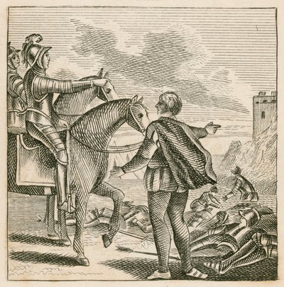 V. Henrik király nézi a csatateret a franciák Agincourt-i veresége után alkotó: English School