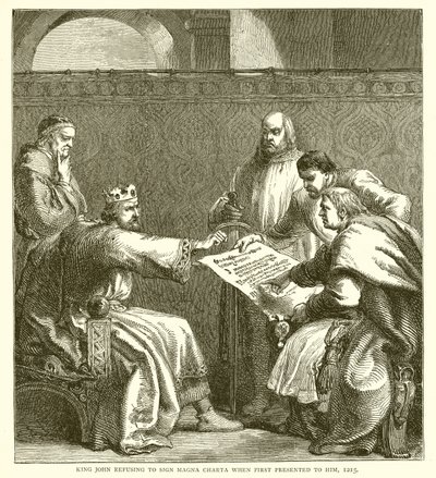 János király megtagadta a Sign Magna Chartát, amikor először bemutatták neki, 1215-ben alkotó: English School