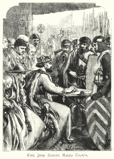 János király aláírta a Magna Chartát (metszet) alkotó: English School