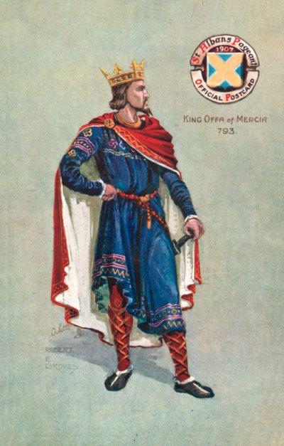 King Offa Of Mercia 793, Szent Albán díszbemutatója 1907 (színes litó) alkotó: English School