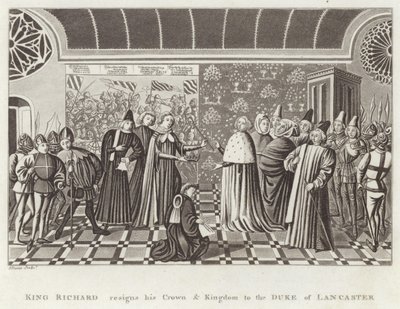 Richard király lemond koronájáról és királyságáról Lancaster hercegének alkotó: English School