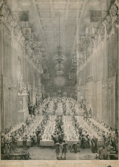 IV. Vilmos király és Adelaide a londoni Guildhallban, 1834 alkotó: English School