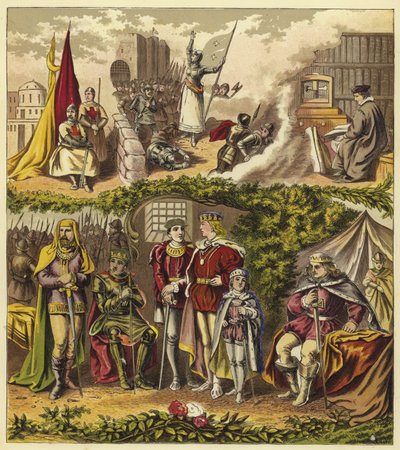 A Lancaster- és York-ház királyai; IV. Henrik király, V. Henrik király, VI. Henrik király, IV. Edward király, V. Edward király, III. Richárd király alkotó: English School