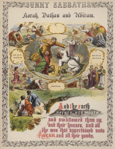 Korah, Dathan és Abiram (színes metszet) alkotó: English School