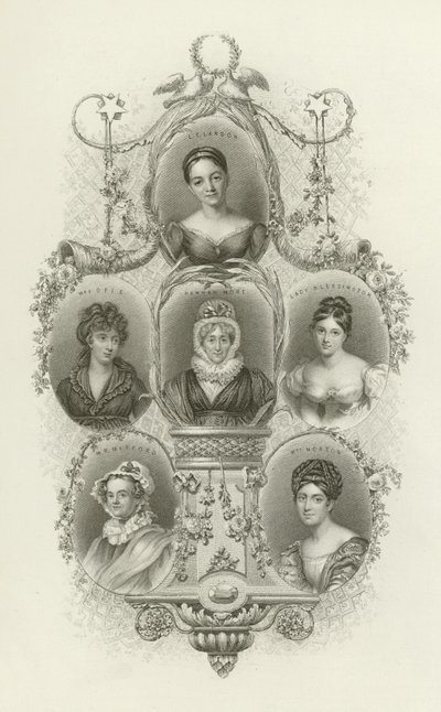 L E Landon, Mrs Opie, Hannah More, Lady Blessington, M R Mitford, Mrs Norton alkotó: English School