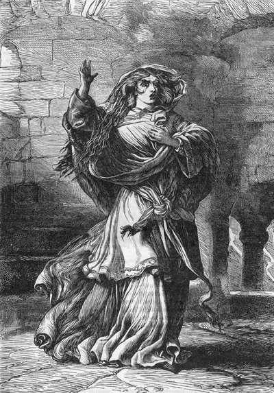 Lady Macbeth (II. felvonás) (Macbeth) – Illusztráció a „” Completes de William Shakespeare”-ben” 1866 – A kiadás illusztrációi és általános formája Cassell illusztrált Shakespeare-jéből származik, amely Londonban jelent meg. alkotó: English School