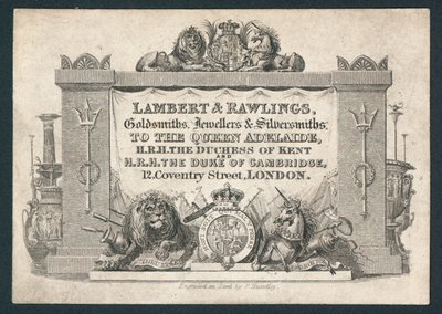 Lambert & Rawlings, ötvösök, ékszerészek és ezüstművesek, kártya alkotó: English School