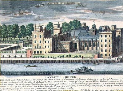 Lambeth House, a canterburyi érsek rezidenciája, 1715-37 körül (metszet) alkotó: English School