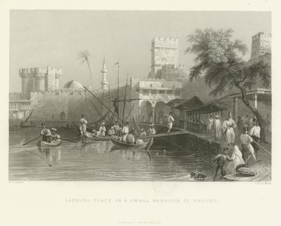 Leszállási hely egy kis Rodosz kikötőjében, 1837 alkotó: English School