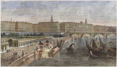 Leszállólépcsők és díszkertek a Hungerford és a Waterloo híd között alkotó: English School