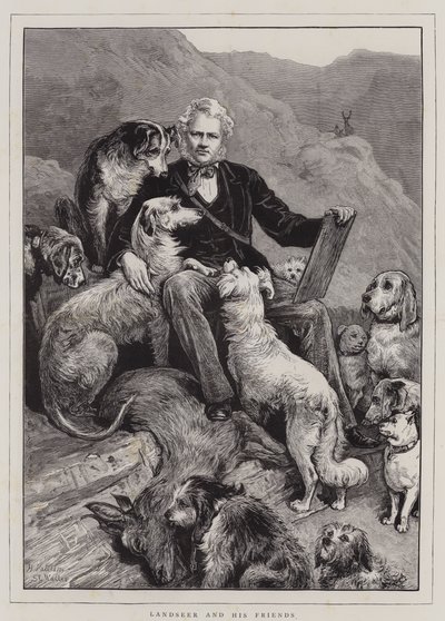 Landseer és barátai (metszet) alkotó: English School