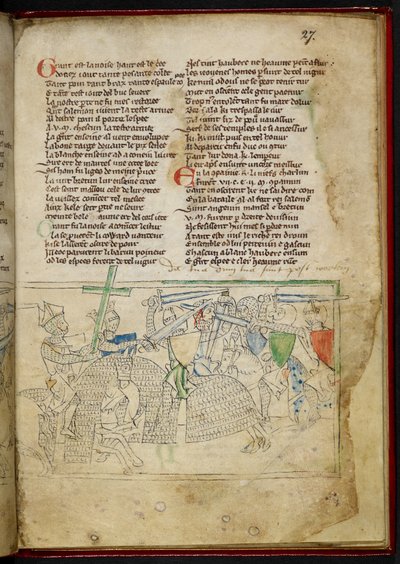 Lansdowne 782 f.27r Csata lovas lovagok között, 
