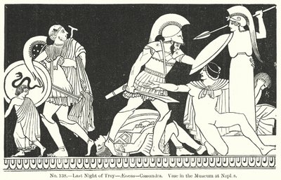 Trója utolsó éjszakája - Aeneas - Cassandra. Váza a nápolyi múzeumban (metszet) alkotó: English School