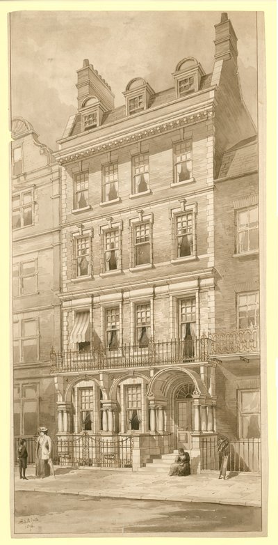Utolsó ház a Bedford Square és az Adeline Street sarkán, Londonban (wc papíron) alkotó: English School