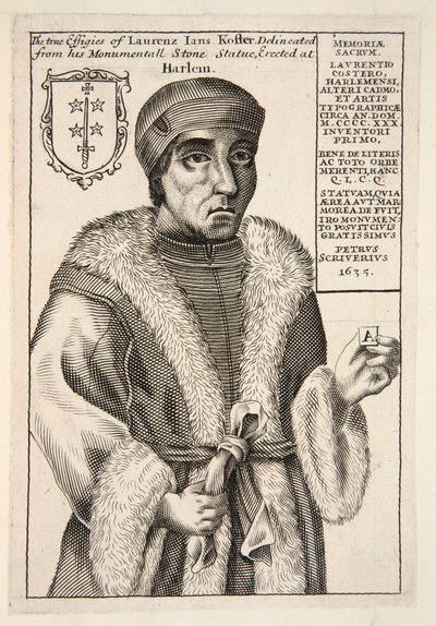 Laurenz Jans Koster, pub. 1683-as metszet. alkotó: English School