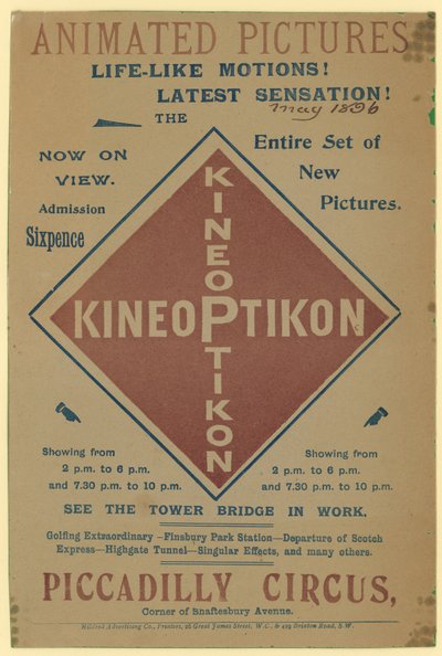 A Kineoptikon, Piccadilly Circus nevű szórólap alkotó: English School