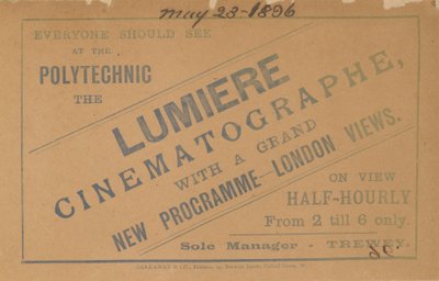 A Lumiere Cinematographot reklámozó szórólap alkotó: English School