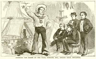 A vitorlák, lepelek stb. nevének megtanulása a H. M. S. Britannia fedélzetén alkotó: English School