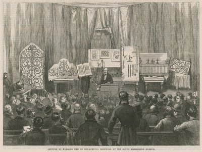 Előadás dolgozó férfiaknak a díszvasmunkákról a South Kensington Múzeumban alkotó: English School