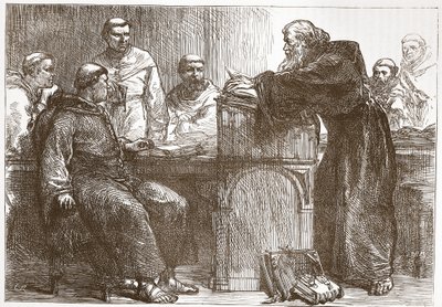 Lefevre előadása a Sorbonne-on, illusztráció: James Aitken Wylie (1808-1890) A protestantizmus története című könyvéből, pub. 1878 alkotó: English School