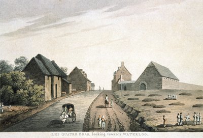 Les Quatre Bras, Waterloo felé tekintve, R. Bowyer kiadásában alkotó: English School
