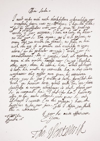 Thomas Wentworth levele, 1612. április 16 alkotó: English School