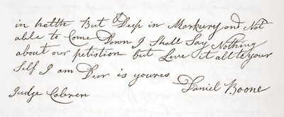 Daniel Boone levele John Cobren bírónak, eredeti dátuma 1809. október 5. (lásd még: 619583) alkotó: English School