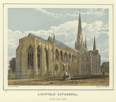 Lichfield katedrális, északkeleti nézet alkotó: English School