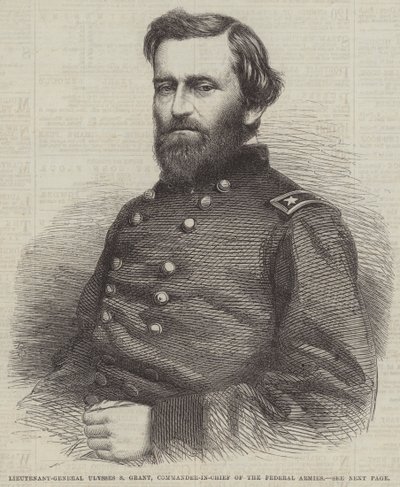 Ulysses S Grant altábornagy, a szövetségi hadsereg főparancsnoka (metszet) alkotó: English School