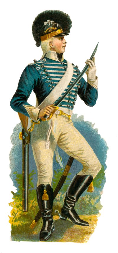 György korabeli könnyű dragonyos, 1761-1820 alkotó: English School